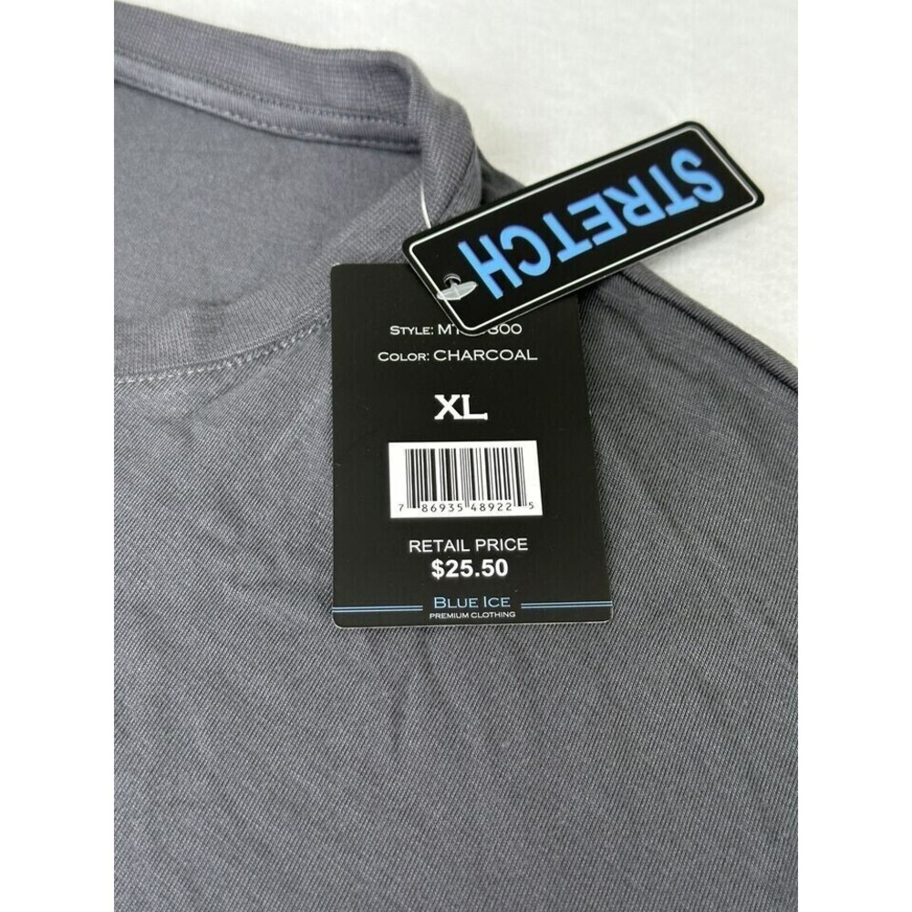 NWT‎ Blue Ice Preminum Clothing Mens T-shirt Stretch Gray Short Sleeve Size XL - Picture 5 of 5